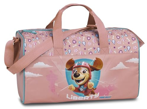 Paw Patrol Kinder Jungen Mädchen Sporttasche mit tollem Liberty Motiv (677) mit großen Hauptfach, Volumen 12 L, 39 x 29 x 18 cm, rosa