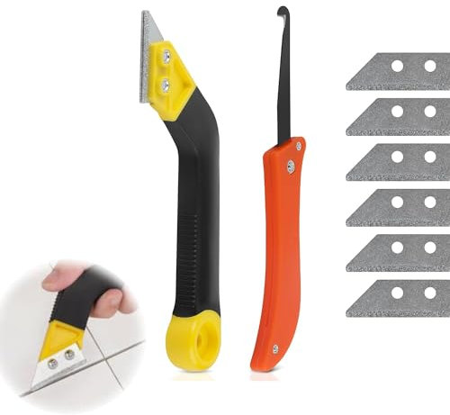 Raspador de Juntas de Azulejos,Sierra de Mano para Eliminar Juntas con 5 Cuchillas de Reemplazo,Rascador de Juntas para Eliminar Mortero para Limpieza de Azulejos de Piso de Pared de Baño de Cocina