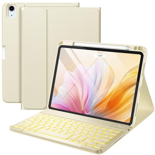 Harvopu - Compatible with iPad Air 11 inch and 11 inch Air 5th 4th Generation with Keyboard, Detachable Backlight, Folio Case with Pencil Holder, for iPad Air 11 inch