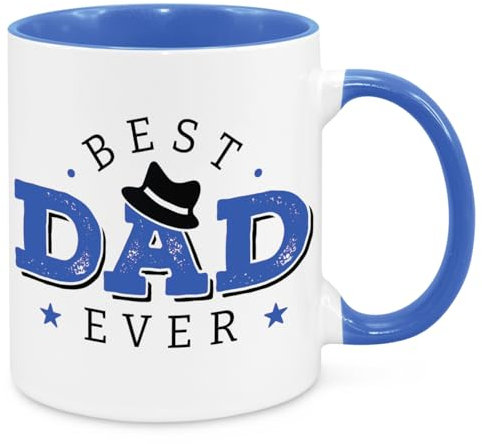 Cherish Charlie Designs Best Dad Ever Mug- Gift for Dad Daddy Stepdad Novelty Birthday Christmas Fathers Day Present (Blue)