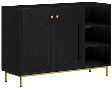 Hzuaneri Meuble de Salle de Bain, Meuble de Rangement, Armoire Salle de Bain, Placard Rangement avec 2 Portes, avec Compartiment Ouvert, Meuble Bas Rangement, Salle de Bains, Le Salon, Noir SC10204G