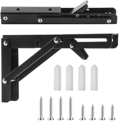 2 STK Klappkonsole Schwerlast, 25cm Scharniere Klappbar Edelstahl, Klappwinkel, Tisch Klappträger Regalträger, Klappbar Regalwinkel, 90 Grad Klappregalhalterungen für Küche Büro Wandklapptisch Wand