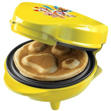 Bestron Gaufrier Paw Patrol, mini gaufrier au design unique Paw Patrol, idéal pour les anniversaires d'enfants, Pâques et Noël, avec indicateur de cuisson, Ø10 cm, licence officielle, couleur: Jaune