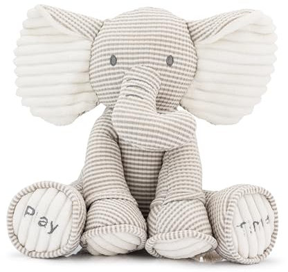 Pet London My Elephant Play Time Plush Dog Toy with FOUR hidden squeakers, cotton rope tail and crinkle ears for Sensory delight