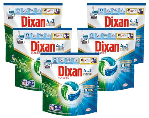 Dixan DISCS 4in1 Classico Detersivo Lavatrice (50 Lavaggi), Capsule lavatrice per una pulizia profonda del bucato e freschezza igienica per la lavatrice, Rimuove le macchie da 20°C