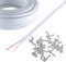 Reulin Cable de altavoz trenzado, cable plano para altavoces para audio doméstico HiFi/audio de coche 0,75mm² 24x0,2 CCA con terminales (Blanco, 25 Metros)