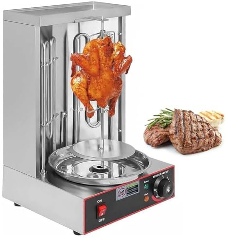 Máquina de Shawarma de Carne para Barbacoa de 3000 W, Máquina de Shawarma Eléctrica, Temperatura Ajustable 50-300 ℃, Asador de Carne de Kebab Vertical para Asar 360 °, para Restaurante