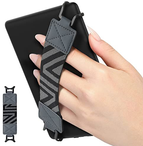 MoKo Correa de Mano de Seguridad para 6-8 Kindle eReaders Fire Tableta, Kobo/Kindle/Voyaga/Lenovo/Sony Kindle E-Book Tablet, Soporte de Agarre de Dedo Elástico Multifuncional Tableta, Gris Espacial