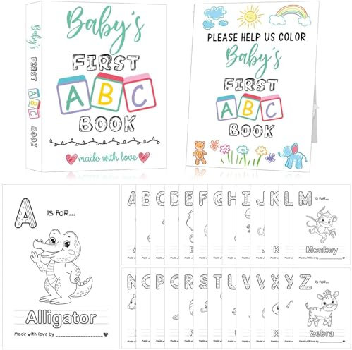 Baby's First ABC-Buch, Babyparty-Aktivitäts-Spiel, ABC-Malbuch für Babypartys, Gästebuch-Alternative, Baby's erstes Alphabet-Malbuch, Alphabet A bis Z Malvorlagen