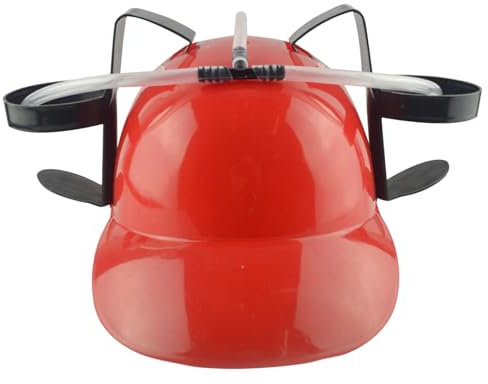Wedhapy Beer Hats Beer Hat Drinking Hat Fun Drink Hat Plsatic Drinking Helmet with Can Holder and Straw, Funny Hat for Beer Soda Party Football Games Novelty Red