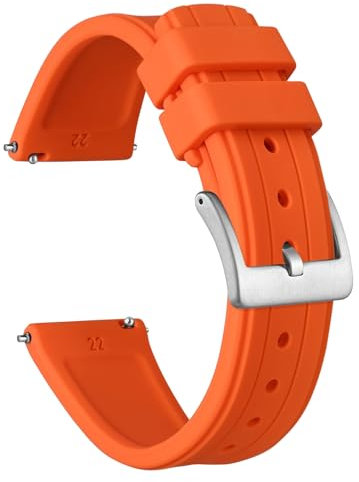 Ayadoo bracelet de montre en silicone orange de 24 mm, bracelet à dégagement rapide pour homme avec boucle argentée