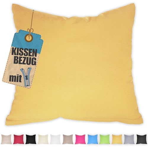 Kissenbezug 30x40 cm Gelb Baumwolle - Reißverschluss verdeckt | Kissenhülle einfarbig, waschbar, atmungsaktive Baumwoll-Mischgewebe (85% BW, 15% Poly), Kopfkissenbezug, viele Variante