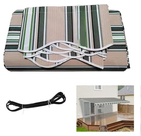 WDQUSLQQ Einziehbarer Ersatzstoff Der Patio -markise (nur Stoff) mit Volant Sunscade Baldachin Tuch Wasserdichtes Polyester Sun Shade Shelter Canvas(Size:2.5x1.5m,Color:Stripe)