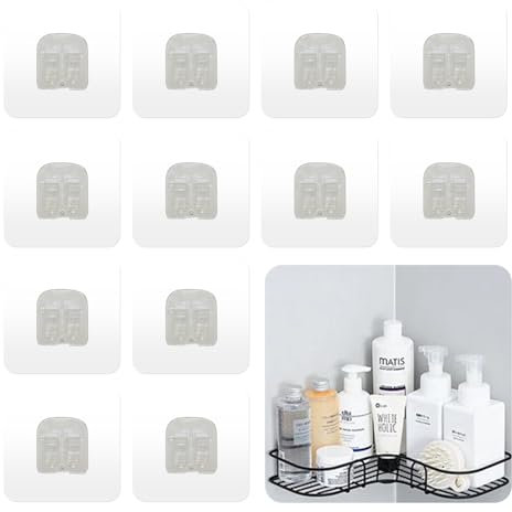 soitzhoc 16 Piezas Ducha Lavabo ganchos adhesivos, Esquina Ducha Lavaboadhesivo baño, Transparente gancho adhesivo, Para Baño Cocina Ducha Lavabo Estante Esquina ((Gancho simple))