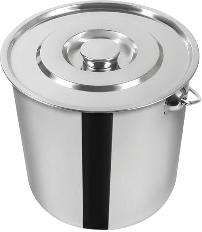 Ollas para sopa, 20 l, acero inoxidable, olla profesional con tapa, 30 x 27 cm, color plateado, asa reforzada, gran accesorio, como enfriador de champán, cubitera de hielo, cubo de carne, cubo de