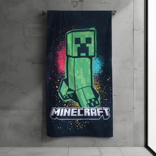 Minecraft Badetuch Creeper Tower 75 x 150 cm 100% Baumwolle Strandlaken Strandtuch Handtuch Badelaken Saunatuch TNT (Schwarz)
