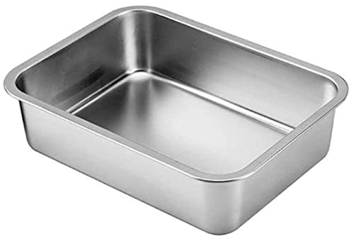 Lettiera per gatti – design aperto Jumbo, in acciaio inox resistente, lati alti, facile da pulire, spaziosa toilette