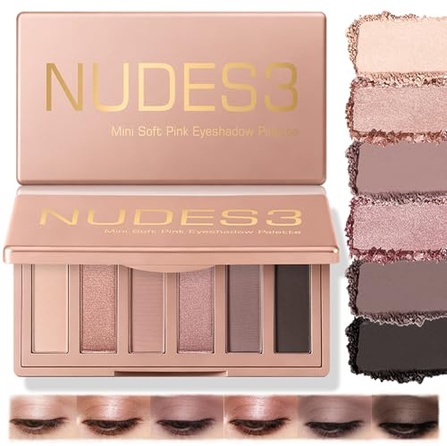 6 palette di ombretti morbidi rosa mini makeup, opache e shimmer per ombretti neutri rosati, palette per trucco occhi lunga tenuta con specchio