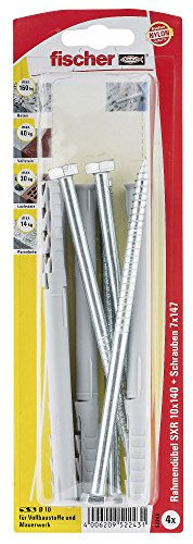 fischer 052243 Rahmendübel SS K SB-Karte, Inhalt: 4 x SXR 10 x 140, 4 x 6-kt-Schraube 7 x 147