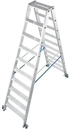 KRAUSE lde876 Stehleiter mit Rollen, 2 x 10 Leiter, 2.35 m Höhe Leiter Trittstufe, 3.9 M Höhe