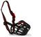 Ancol Gentle Strong Secure Plastic Dog Muzzle in Black Red - Basket Style Biting Control for Aggressive Dogs - Pre Moulded Shape - Size 4 20cm x 7.5cm