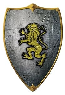 Holzspielerei Ritterschild Löwe Gold