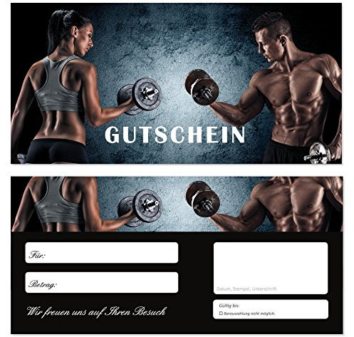 20 Stück Geschenkgutscheine (Fitness-708) Gutscheine Gutscheinkarten für Bereiche wie Kraftsport Gesundheit Wellness Sportstudio