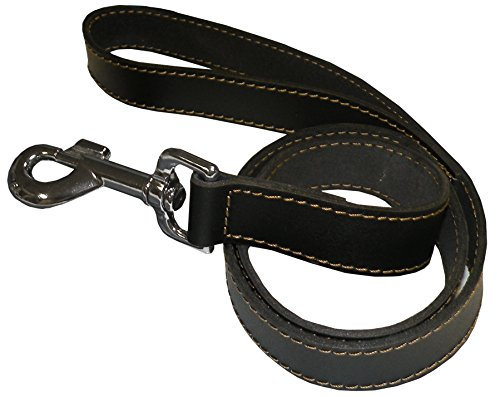 AIME Laisse noir en cuir, Longue laisse pour chien 1,20m, Souple et Résistante