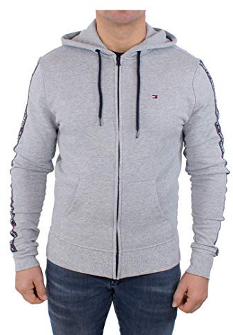 Tommy Hilfiger Uomo Felpa con Cappuccio, Grey Heather, S