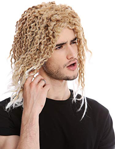WIG ME UP - CXH-008-K27TKB80 Perücke Herren Damen Karneval Beach Boy Strand Hippie Karibik Locken wie Rasta Blond Mix sonnengebleicht