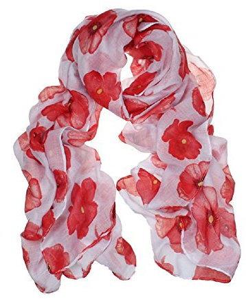 YWLINK Damen Klassisch Roter Mohn Drucken Langer Schal Strand Wrap Damen Stola Schals Pashminas