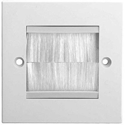 K M Electronics® Single Width Cable Tidy Entry Exit Faceplate Wall Plate with White Brushes