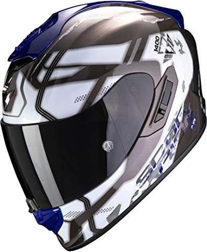 Scorpion Motorradhelm EXO-1400 AIR SPATIUM White-Blue, Weiss/Blau, L