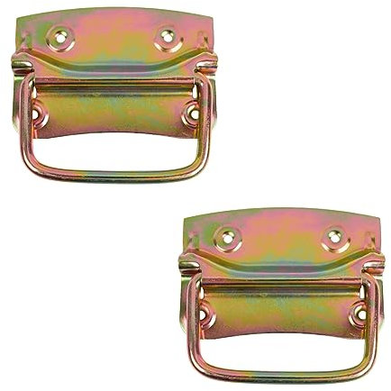 PRIOstahl Kistengriff mit Arretierung Klappgriff Griff Truhengriff Möbelgriff x 2 Stück Ausführung: Gelb Verzinkt 120 x 80 mm inkl. Befestigungsschrauben für Boxen Truhen