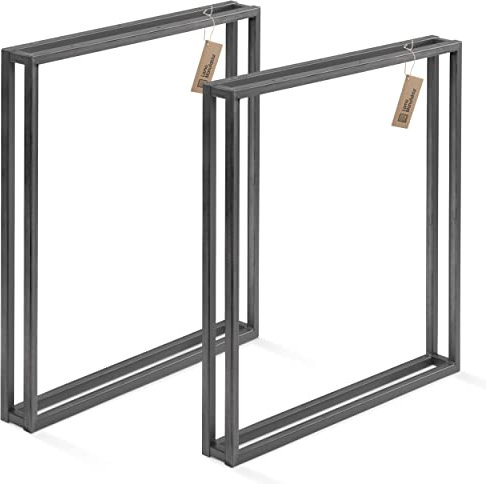 LAMO Manufaktur Pieds pour Table à Manger | Pieds de Bureau, modèle : Frame | Profil 20x20 mm | Taille 60x72 cm (L x H) | Acier Brut| 2 pièces | LTS-18-L-CC-0000