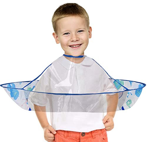 GUSTO Friseurumhang für Kinder mit Transparentem Fenster Mantel Haarschnitt Friseursalon Cape Haarschnittschürze Faltbar Tiere (Zoo)