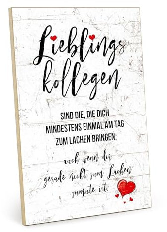 TypeStoff Holzschild mit Spruch – Kollegen – im Vintage-Look mit Zitat als Geschenk und Dekoration zum Thema Lieblingsmensch, Büro und Freude - HS-00985