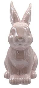 Knüllermarkt 33745-002 I Keramik Osterhase | rosa ca. 15,5 cm I Osterdeko Heimdeko I Frühling Frühjahr Tischdeko Ostern