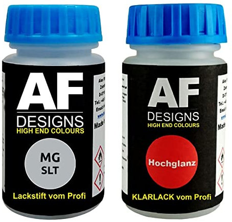 Alex Flittner Designs Lackstift für MG SLT Silver Leaf Metallic + Klarlack je 50ml Autolack Basislack SET