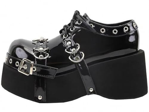 Womens Platform Mary Janes Shoes Sweet Toe Ankle Lolita Gothic Platform Dress Pumps Shoes Chunky Platform Patent Leather Dress