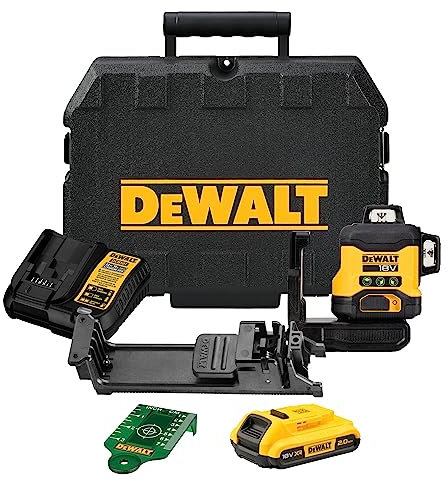 DEWALT DCLE34031D1 laser multilinea cordless a 360°verde(autolivellante, precisione +/- 3 mm 10m,compatibile con batterie XR da 18 V,inclusa batteria e caricabatterie, staffa da parete, target verde)