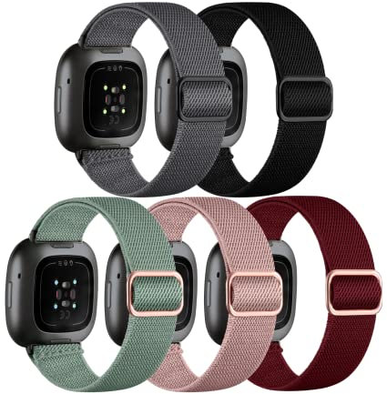 Adorve Kompatibel mit Fitbit Sense Bändern/Sense 2/Fitbit Versa 3 Band/Versa 4 Band Damen Herren, verstellbares dehnbares Solo Loop elastisches Nylon-Sportarmband für Smartwatch