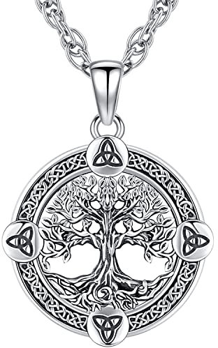 Baum des Lebens Halskette 925 Sterling Silber Keltischer Knoten Baum des Lebens Anhänger Amulett Schmuck für Herren Damen Feste Geschenke für Familie Freunde