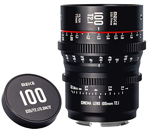MEKE 100mm T2.1 Super 35 Prime Obiettivo cinema per fotocamera EF-Mount Cine, compatibile con Canon C200 C300 II, RED Komodo, BMPCC 6K, Z CAM E2-S6 BMPCC 6K Pro