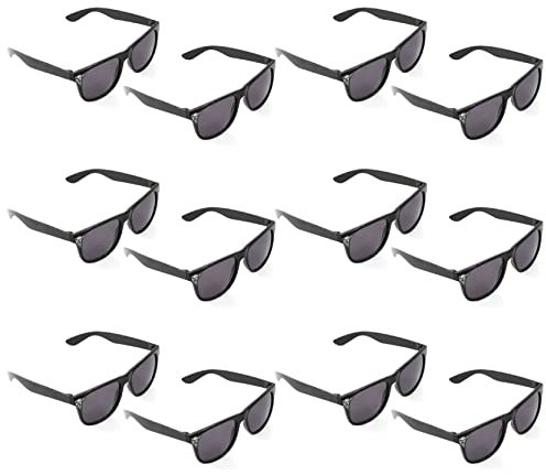 Geek-Brille mit schwarzen Gläsern, Wayfarer-Stil, Sonnenbrille Blues Brothers, perfekt für Weltbuchtag, Schulbuchwoche, Verkleidung, 12 Stück