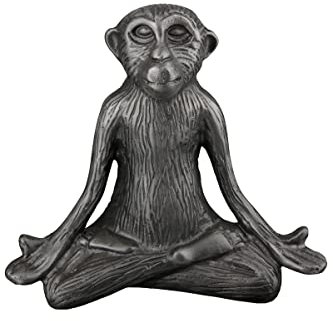 GILDE Deko Tierfigur Skulptur Yoga AFFE Monkey - Moderne Kunst und Dekoraion aus Kunstharz - Farbe: anthrazit - Höhe 19 cm