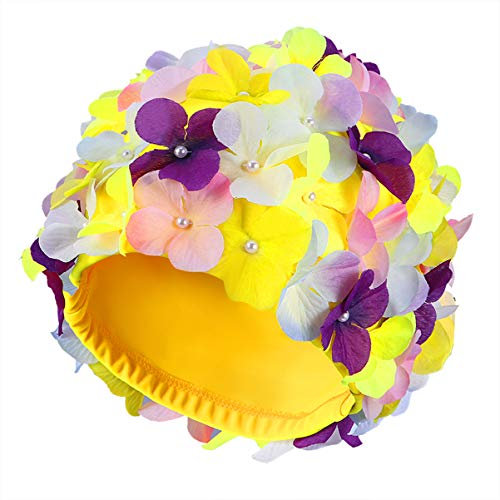 Bonnet De Bain Pétale Bonnet De Bonnet De Bain Cousu Floral en Trois Dimensions Mode Féminine De Natation Fournitures De Bain Taille L (Coloré)
