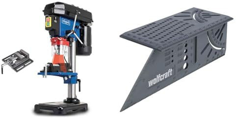 Scheppach Perceuse d'établi DP16VLS | Perceuse à colonne avec étau | 500W | 5 Vitesses pour le bois, le métal et tous plastiques - Variable 600-2600 min-1 | Distance max. 170mm | Laser & wolfcraft