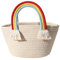Alipis Regenbogenwolkenpaket Kinder Korb Beuteltasche Aus Makramee Umhängetaschen Für Damen Makramee Umhängetasche Frauenstrohschulter Groß Strandresort Baumwollfaden Urlaubstasche Rattan