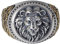 ForFox Herren Löwe Ring Zweifarbiger 925 Sterling Silber Löwenkopf Ring mit Reben Offen Verstellbar
